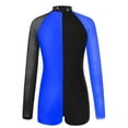 thumbnail image 2 of iEFiEL Girls Contrast Color Long Mesh Sleeve Gymnastic Leotard Ballet Dance Training Jumpsuit, 2 of 6