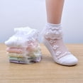 thumbnail image 2 of 5Pairs of Ruffle Pageant Frilly Socks for Toddler Girls Baby White Lace Ankle Dress Socks Summer Mesh Women Sock, 2 of 9