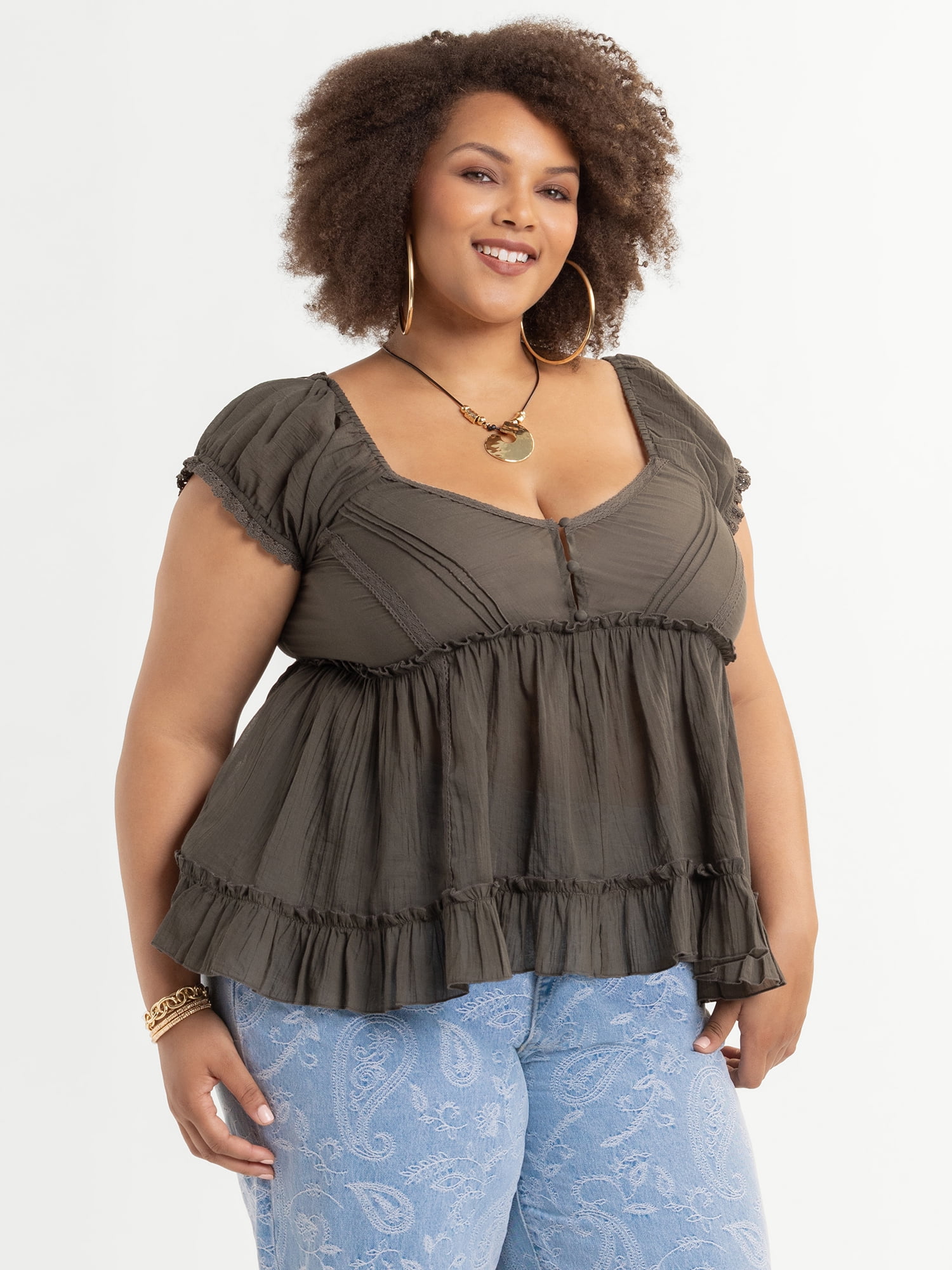 Jessica Simpson Women's Plus Size Saphire Shirt, Sizes 0X-4X