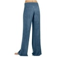 thumbnail image 3 of Aofany Women Casual Trousers Elastic Waist Solid Jeans Loose Wide Leg Long Pants, 3 of 6