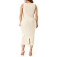 thumbnail image 4 of Agnes Orinda Women's Plus Size Dress Sleeveless Square Neck Bodycon Sundress Midi Tank Dress 4X Apricot, 4 of 7