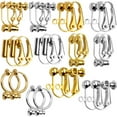 thumbnail image 2 of Clip-on Earring Findings,12 Pairs 6 Styles Earring Converters Components for Non Pierced Ears for Jewelry Making, Golden & Silver, 2 of 7