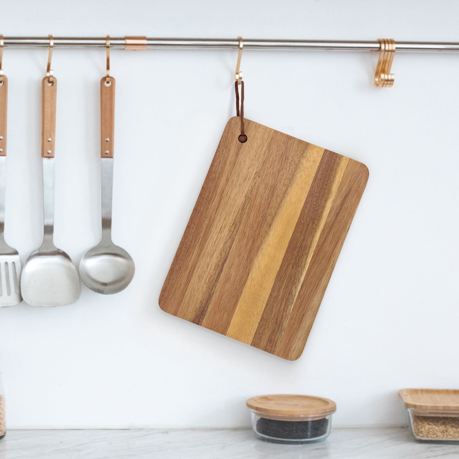 10 Packs Acacia Wood Cutting Board, 9.8 x 7 Inch Plain Chopping Board Large Serving Board Wooden Kitchen Cutting Board Bulk with Ropes for Vegetables Meat Pizza Cheese Fruit Bread