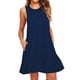 thumbnail image 2 of Vestido Mujer Correa Vestido Sin Mangas Cuello Redondo Color Sólido Bolsillo Ropa, Azul Marino, 5XL Inevent AP002063-40, 2 of 5