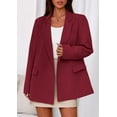 thumbnail image 2 of Blazer PRETTYGARDEN Burdeos Talle M Doble Botonadura con Bolsillos, 2 of 8