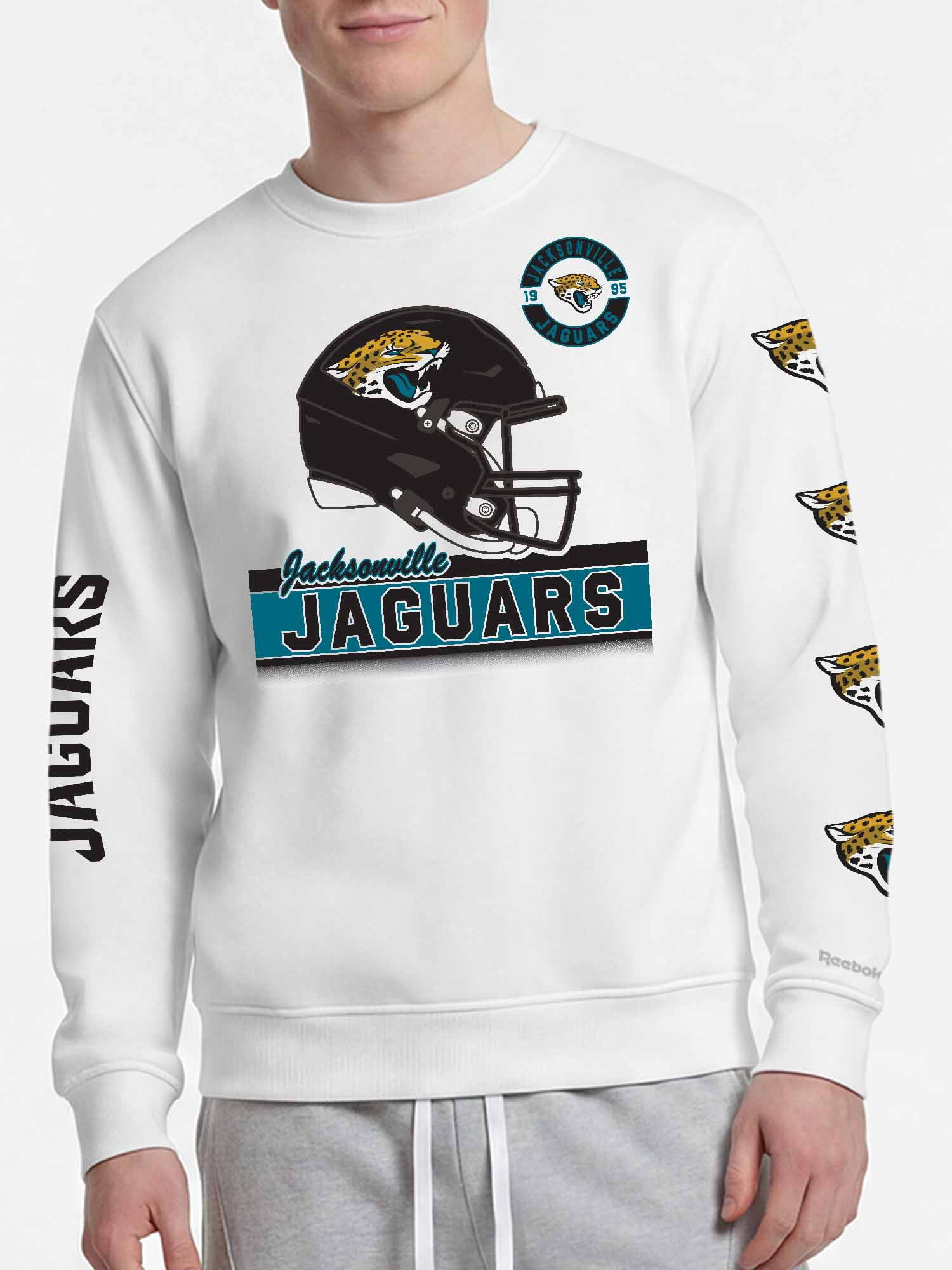 Jacksonville Jaguars Reebok Mens White Crew Sweatshirt