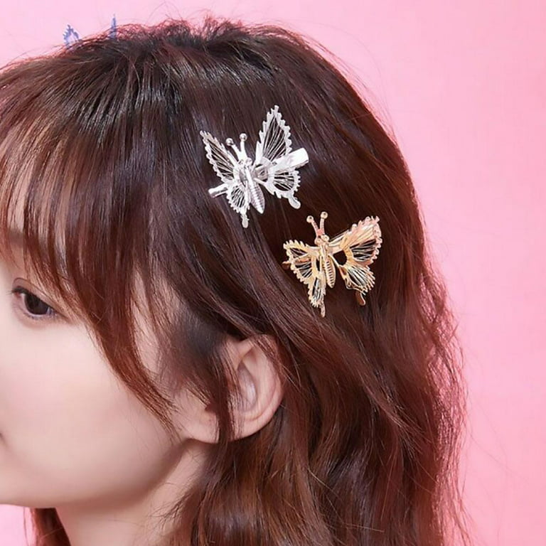 1/2Pcs Hollow Butterfly Hair Clips Girl's Fashion Moving Butterfly Pins  G2J4 