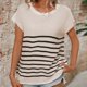 thumbnail image 5 of Fiudx Ropa de Mujer Top de Mujer con Cuello Redondo y Manga Raglán a Rayas, 5 of 6
