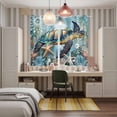 thumbnail image 5 of Coastal Sea Turtle Kitchen Curtains 84 Inch Length, Vintage Teal Nautical Beach Botanical Grommet Top Bedroom Living Room Curtains, Light Filtering Cafe Curtain Drapes 2 Panels Set 104''x84'', 5 of 9