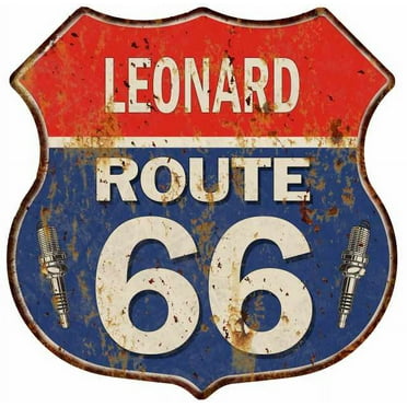 LEONARD Route 66 Sign Shield Metal Gift Man Cave Gift 211110002415