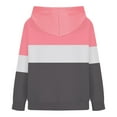 thumbnail image 6 of XFLWAM Womens Casual Hoodies Crew Neck Long Sleeve Sweatshirts With Pocket Lightweight Drawstring Pullover Tops Pink-Gray L, 6 of 6