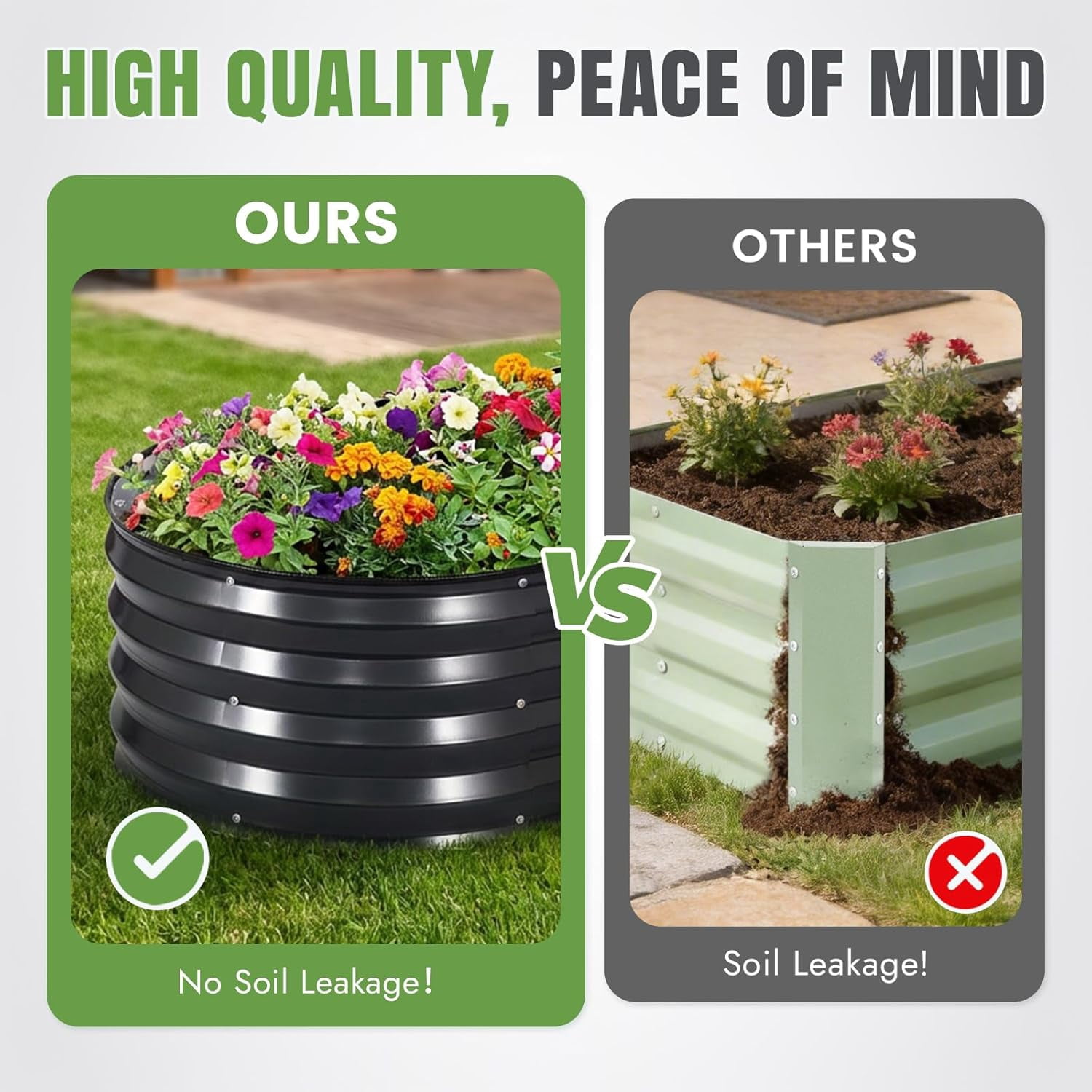INNO STAGE Raised Garden Bed Kit, Oval, Rust-Resistant, 3-Pack, 4x2x1ft
