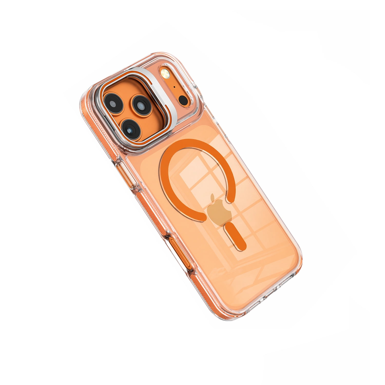 Crystal Transparent Case with Camera Stand & MagSafe for iPhone 17 Pro - Orange