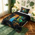 thumbnail image 3 of meiyoeat Dinosaur T Initial Twin Comforter Sets, Cartoon Animals Bedding Set for Boys Girls, Black Reversible, 2-Piece, 1 Comforter and 1 Pillowcase, 3 of 6