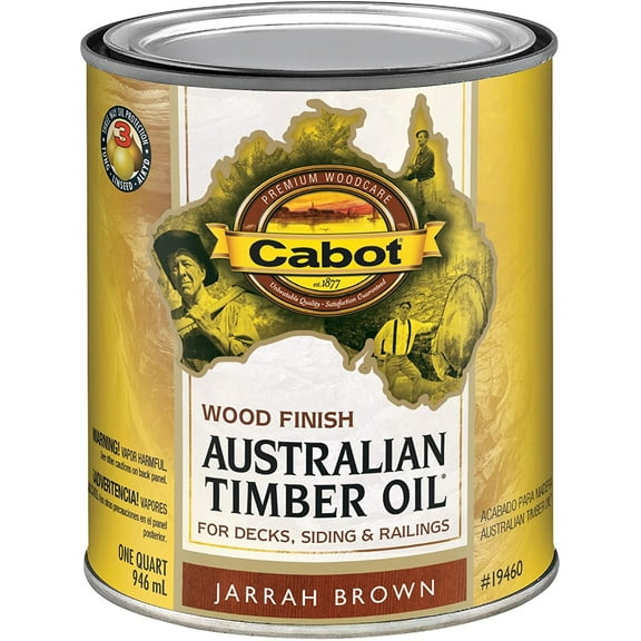 Cabot 140.0019460.005 Australian Timber Oil Water Reducible Stain, 1 Quart, Jarrah Brown