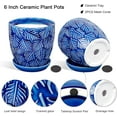 thumbnail image 3 of EFISPSS 6 inch Blue Ceramic Plant Pots with Drainage & Saucer, Natural Boho Crackle Glaze, Indoor/Outdoor Flower Planter, 3 Pack, 3 of 6