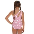 thumbnail image 2 of Jiueut Bow Pattern Girls Swimsuit One Piece Kids Swimwear Adjustable Strap Beach Bathing Suit with Mesh Cover Up Wear for Summer, 2 of 7
