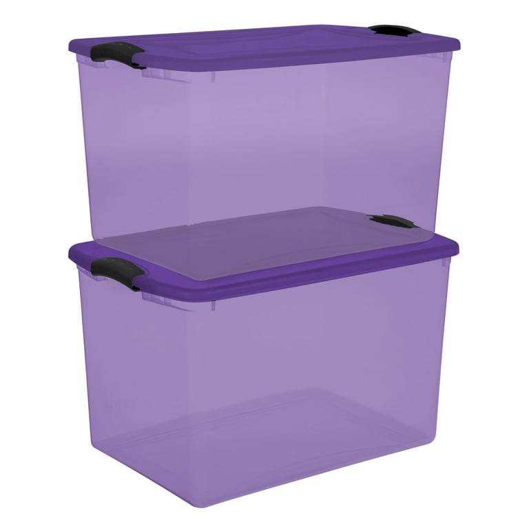 Sterilite Large Storage Bin, 66 Quart Latch Box Plastic Adult With