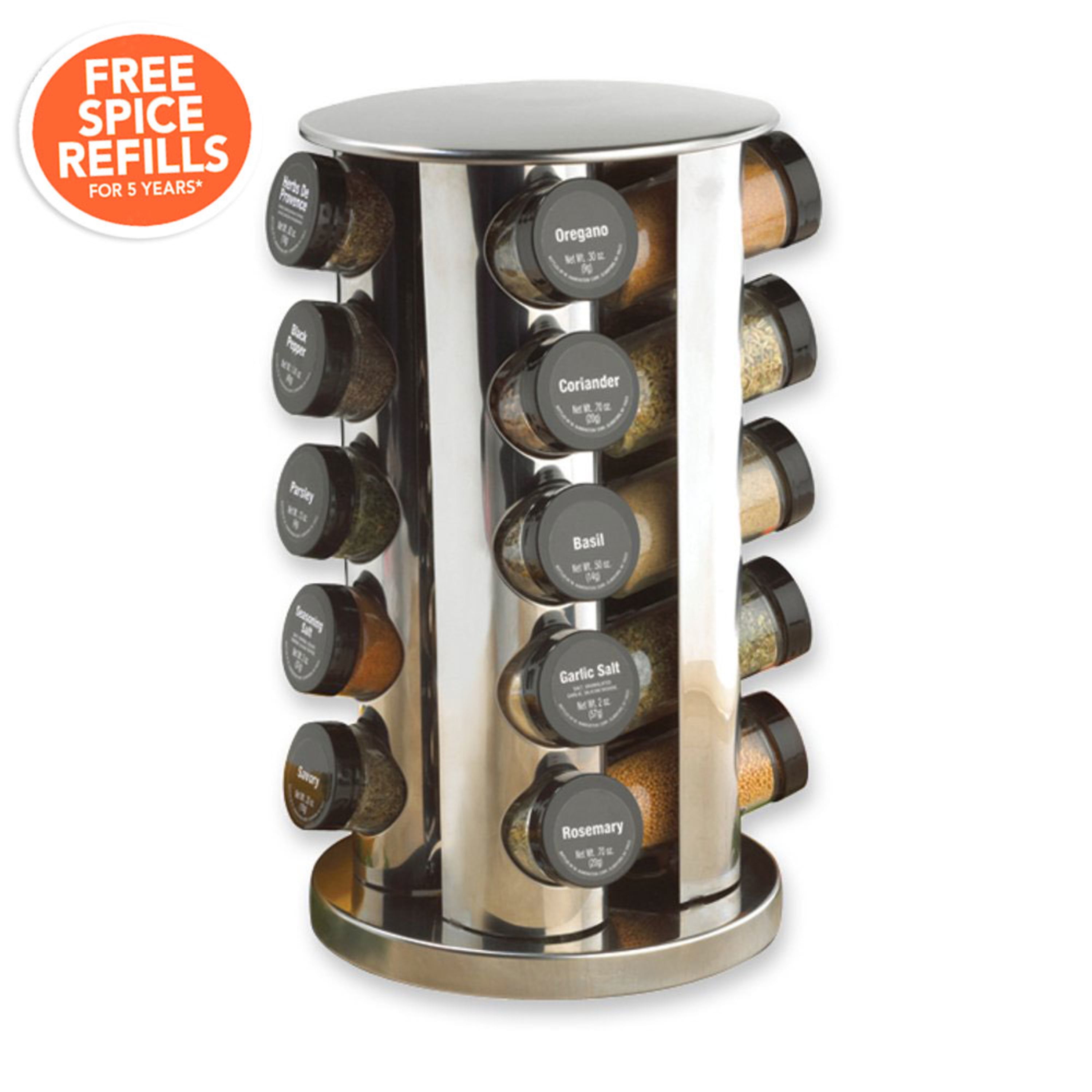 Kamenstein 20 Jar Vintage Revolving Countertop Spice Rack Organizer with  Spices Included