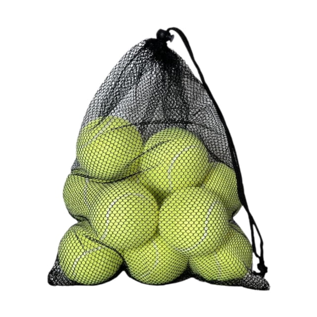 12 pelotas de tenis para perros, de 6,35 cm de diámetro, portátiles y con almacenamiento. Amarillo