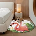 thumbnail image 2 of Flamingo Round Area Rug 4Ft Washable Circle Rugs for Bedroom Dining Room, Summer Botanical Flowers Tropical Leaves Non-Slip Carpet Floor Mats Indoor Outdoor Carpet Runner Aesthetic Home Decor, 2 of 8