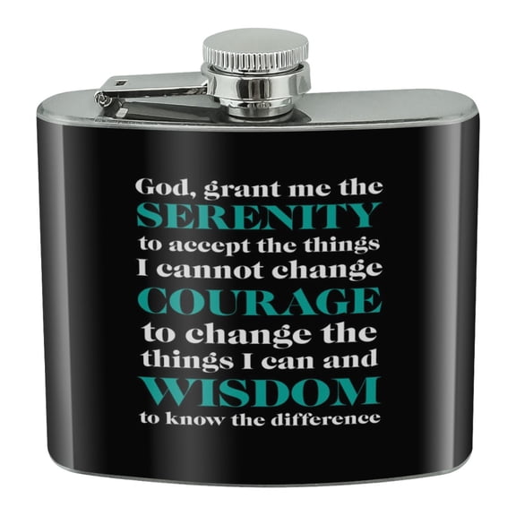 Serenity Prayer Courage Wisdom Stainless Steel 5oz Hip Drink Kidney Flask