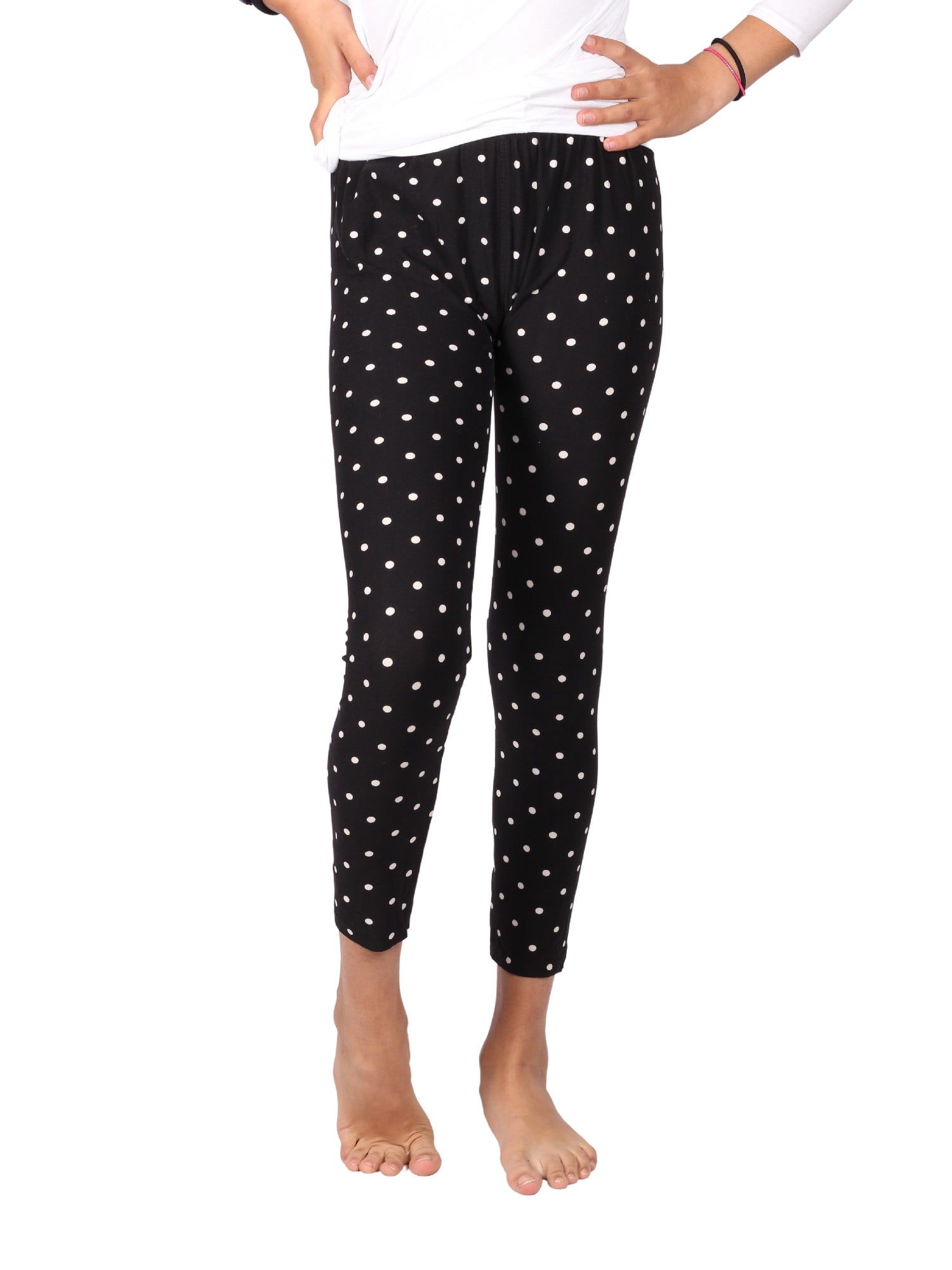 White Polka Dot Stretchy Leggings Big 