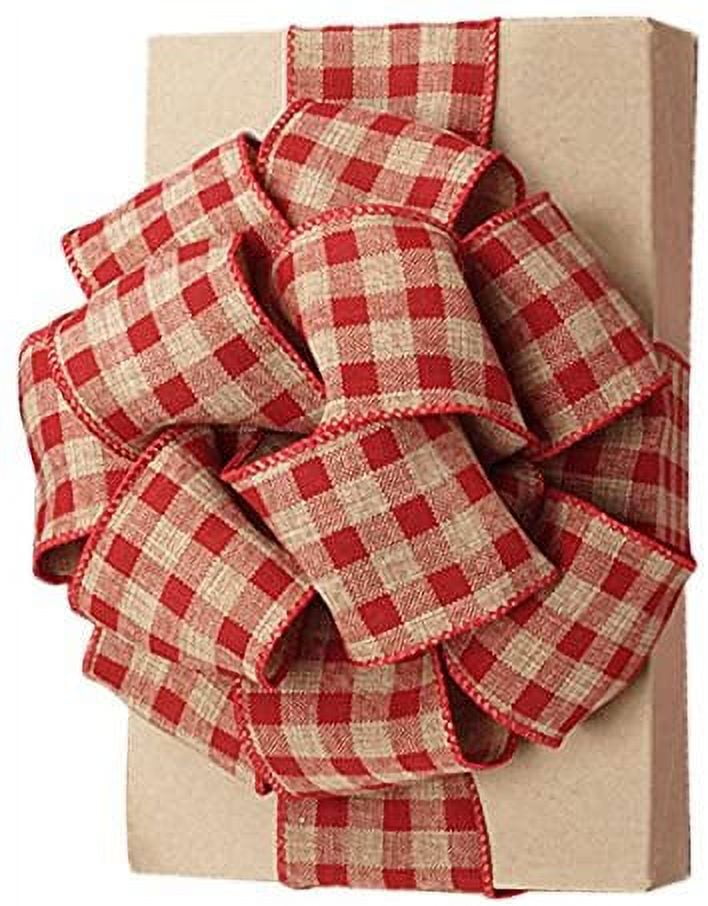 VATIN Red and White Gingham Ribbon, 3/8 x 25Yd Craft Plaid Ribbon Use for  Gift Wrapping,Party Decoration,Hair Accessories Craft and Christmas Gift