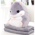 thumbnail image 1 of 2 en 1 hermosa y linda almohada de hámster de peluche con manta de lana regalo súper divertido y dulce para niños y novia 40cmX30cm Vhermosa, 1 of 8
