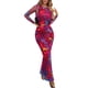 thumbnail image 1 of Vestido PRETTYGARDEN Maxi de Manga Larga con Estampado Floral en Azul Marino y Rojo, 1 of 8
