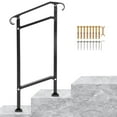 thumbnail image 2 of Black Transitional Handrail for Outdoor Stairs, Wrought Iron Porch Railing Adjustable for 1 or 2 Steps, Includes Mounting Hardware for Easy Setup, 2 of 11