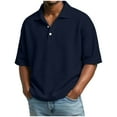 thumbnail image 2 of Vmvidoty Men's Slim Fit Polo Shirt Solid Color Top Streetwear Navy XXL, 2 of 9