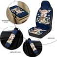 thumbnail image 6 of Xixirimido Car Seat Cover Set of 5 Pieces Front Seat Covers with Matching Seat Belt and Center Console Covers PU Leather Fits Most Vehicles, Alpaca Daisy Blue, 6 of 8