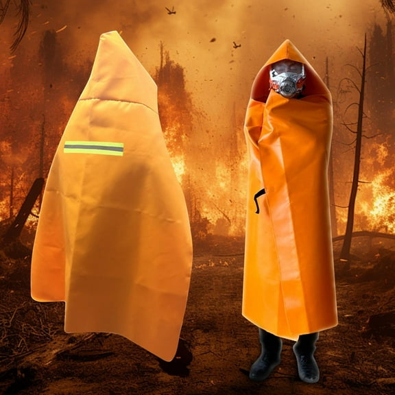 Kumdkd Emergency Fire Escape Blanket with Hood, Fireproof Cloak 1.4x1.6m for Adults, Reusable Fiberglass Fire Blanket for Home, Car, Survival Kit, Heat Resistant Safety Cover