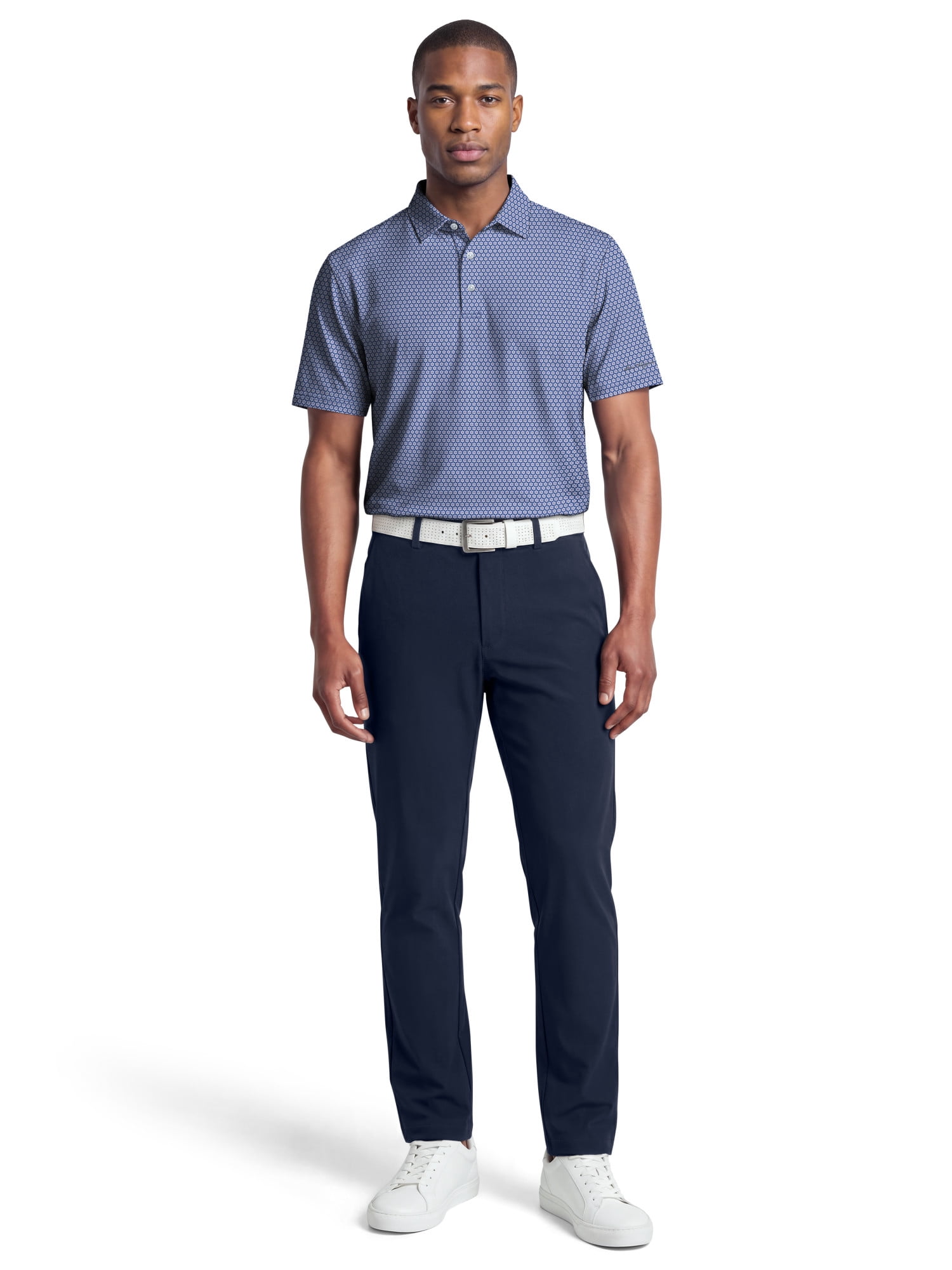 Ben Hogan Performance Men's & Big Men's Flower Geo Print Short Sleeve Golf Polo Shirt, Sizes S-4XLT