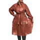 thumbnail image 2 of Abrigo para mujer, cuello en V, vestido de cuero ajustado, informal, cuello levantado, costura, mangas de color sólido, vestido, gabardina informal, chaqueta, Tops Fridja  po5224, 2 of 6