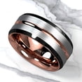 thumbnail image 5 of Tungsten Rings for Men Wedding Bands for Him 8mm Silver Brushed Rose Gold, 5 of 8