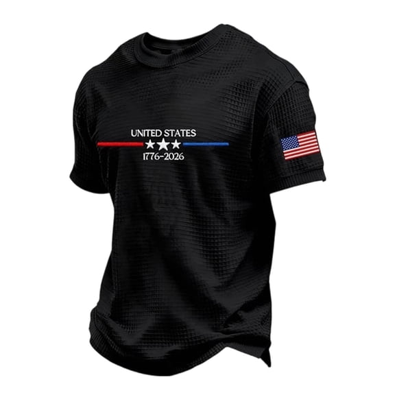 Ruiwill 4Th Of July Mens T-Shirts Patriotic Fashion Summer Independence Day Tops Flag Print Short Sleeve Crew Neck Men Tshirts Size L Black