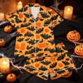 thumbnail image 4 of Xdegoge Women'S Cute Bat and Pumpkin Print Pajama Sets Short Sleeve Button Down Sleepwear Halloween Theme Loungewear Soft Nightwear 2 Piece Pjs with Shorts, 4 of 8