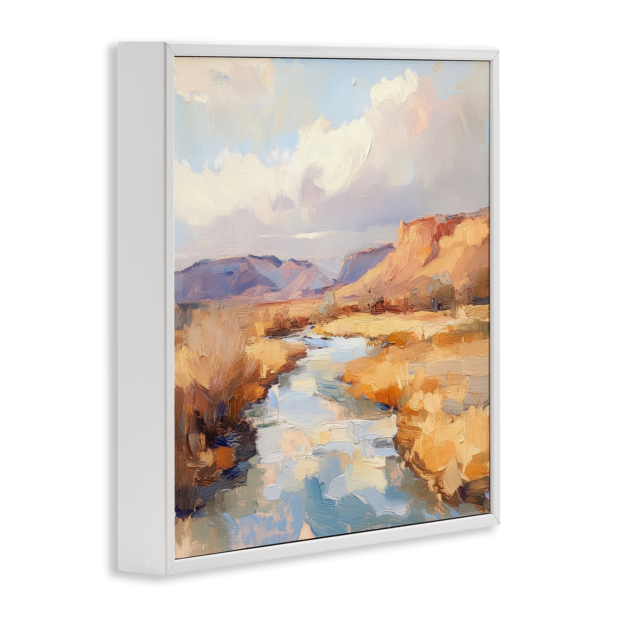 Stupell Industries Plateau River Evening Glow White Framed Giclee Art, design by Petal Prints Design
