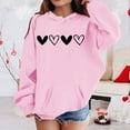 thumbnail image 2 of XIAOCHA WoMen's Valentines Heart-Print Hoodie Oversized Long-Sleeve Pullover top Soft Comfortable Holiday Casual hoodies, 2 of 4