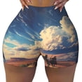 thumbnail image 2 of Lsque Western Desert Cloud Cowboy Pattern High Waisted Biker Shorts for Women-Tummy Control Fitness Athletic Workout Running Yoga Gym Shorts,Moisture-Wicking-Medium, 2 of 9
