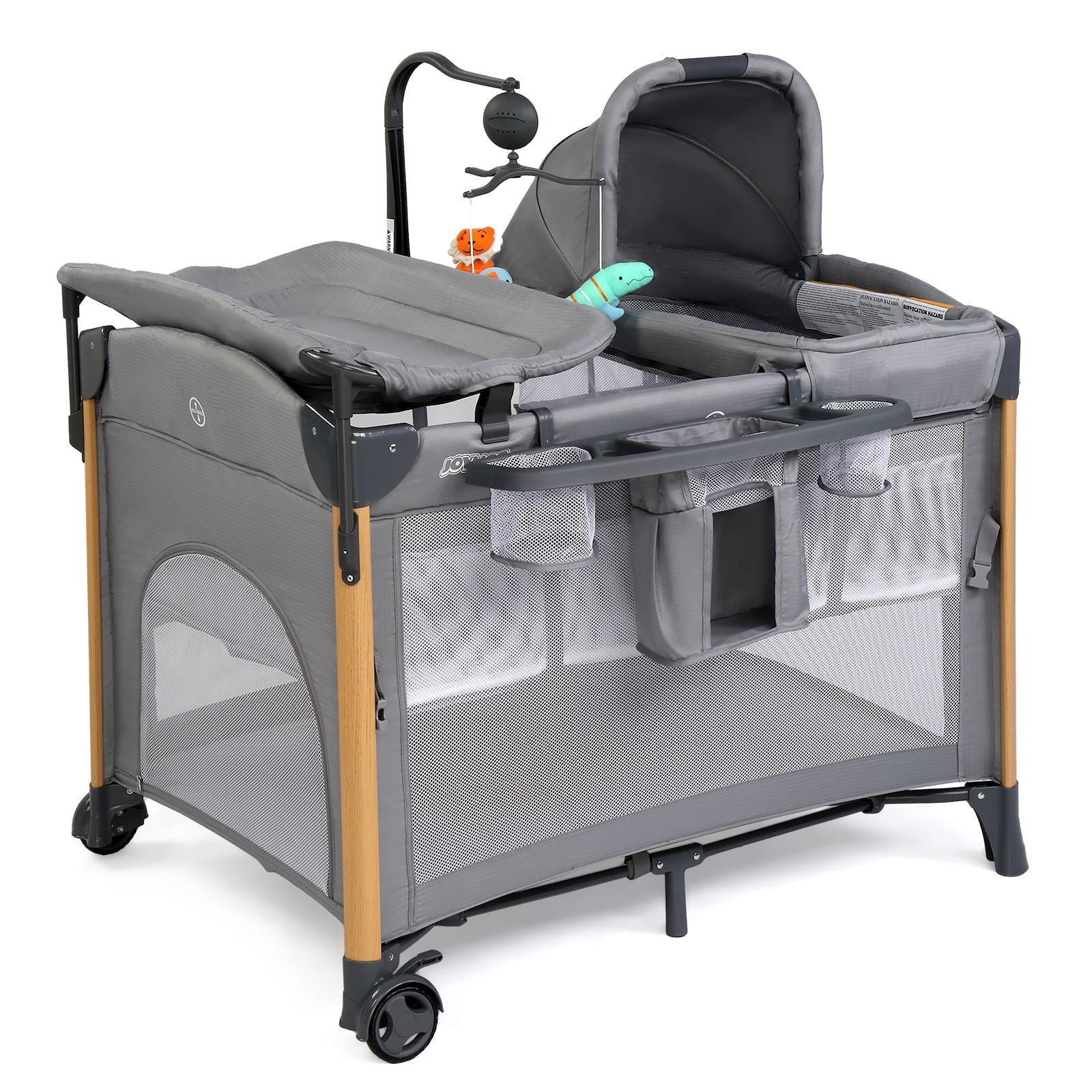 JOYMOR All in One Nursery Center,Bassinet with Changing Table,Mattress,Sheet,Unisex Infant