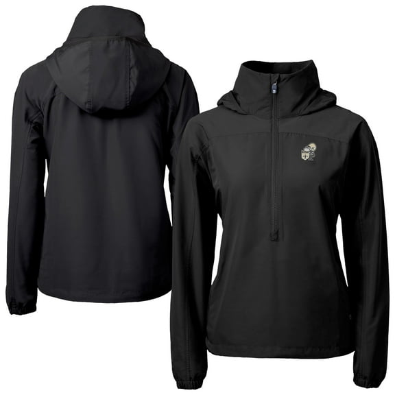 Women's Cutter & Buck Black New Orleans Saints  Charter Eco Recycled Half-Zip Hooded Anorak Jacket