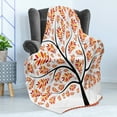 thumbnail image 4 of Nature Art Soft Flannel Fleece Blanket, Tree Swirl and Falling Leaves in Autumn Themed Image Tangerine Tone Leaves, Cozy Plush for Indoor and Outdoor Use, 50" x 70", Orange and Black, by Ambesonne, 4 of 5