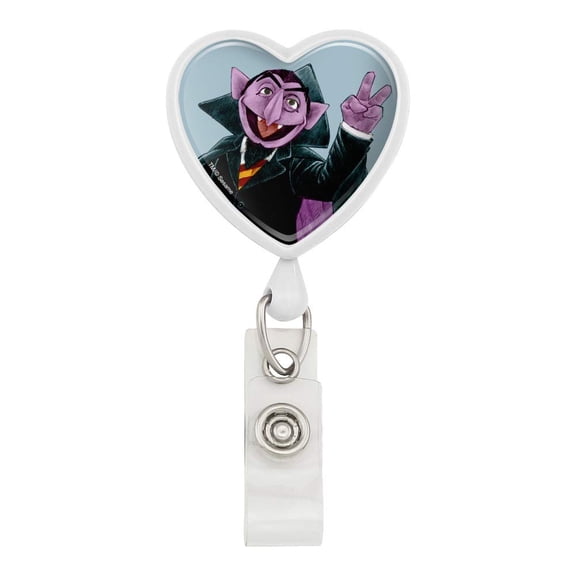 Sesame Street Vintage Count Von Count Heart Lanyard Retractable Reel Badge ID Card Holder