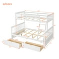 thumbnail image 5 of Twin Over Full Bunk Bed with Two Storage Drawers, Wooden Low Bunk Bed Frame with Ladders & Safety Guardrails, Convertible into 2 Platform Beds, Indoor Mattress Foundation for Bedroom Dorm, White, 5 of 7