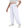 thumbnail image 4 of Plus Size Joggers Pants with Pockets for Women Casual Elastic Waist Wide Leg Cinch Bottom Cotton Sweatpants (3XL, White), 4 of 6