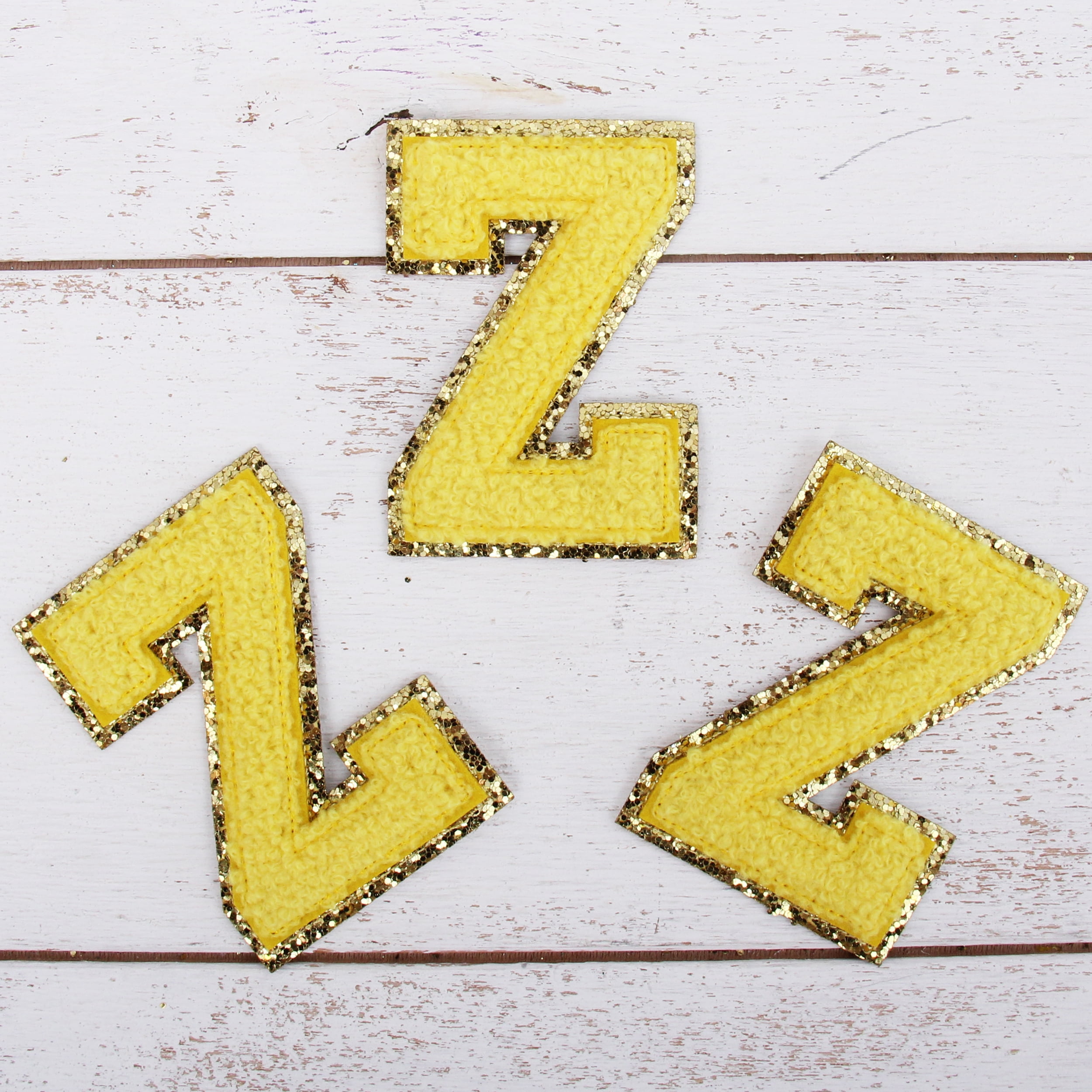 Iron On Varsity Letter Patches With Glitter Trim —