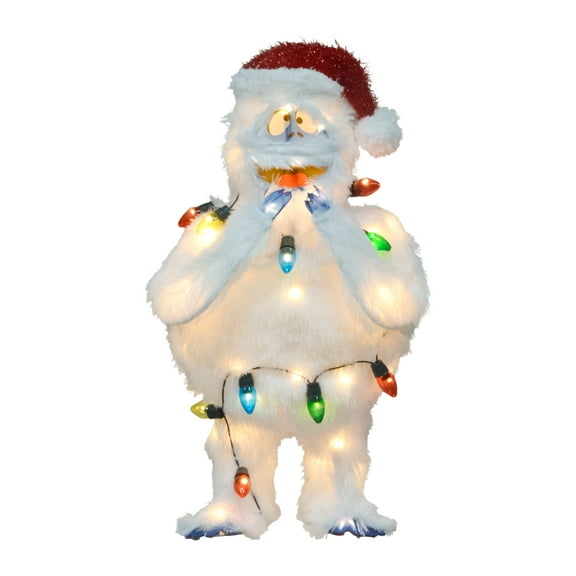 ProductWorks 24in RUDOLPH 3D LED YARD ART BUMBLE WITH LIGHT STRAND, White